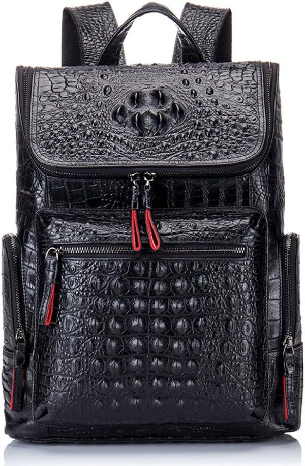 boshiho Real Leather Laptop Backpack Fashion Travel Bag Daypack for Men, Crocodile Pattern (S)